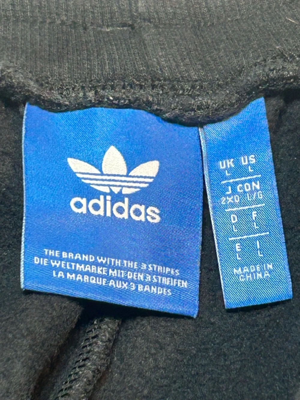 adidas Originals Black Trefoil Large Logo Open Hem Sweatpants Streetwear - Picture 3 of 9